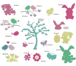 Stickdatei Frühlingsvögel auf Ast